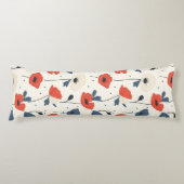 Waterverf Poppies Pattern – Rood, Blauw & Wit Lichaamskussen (Voorkant)