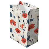 Waterverf Poppies Pattern – Rood, Blauw & Wit Medium Cadeauzakje (Voorkant Gekanteld)
