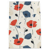 Waterverf Poppies Pattern – Rood, Blauw & Wit Medium Cadeauzakje (Achterkant)