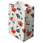 Waterverf Poppies Pattern – Rood, Blauw & Wit Medium Cadeauzakje (Achterkant Gekanteld)