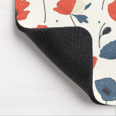 Waterverf Poppies Pattern – Rood, Blauw & Wit Muismat (Hoek)