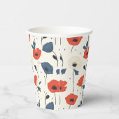 Waterverf Poppies Pattern – Rood, Blauw & Wit Papieren Bekers (Rechts)
