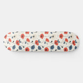 Waterverf Poppies Pattern – Rood, Blauw & Wit Persoonlijk Skateboard (Horizontaal)