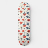 Waterverf Poppies Pattern – Rood, Blauw & Wit Persoonlijk Skateboard (Voorkant)