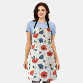Waterverf Poppies Pattern – Rood, Blauw & Wit Schort (Gedragen)