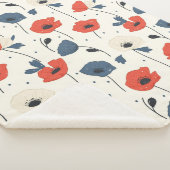 Waterverf Poppies Pattern – Rood, Blauw & Wit Sherpa Deken (3/4)