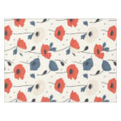 Waterverf Poppies Pattern – Rood, Blauw & Wit Tafelkleed (Voorkant (Horizontaal))