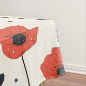 Waterverf Poppies Pattern – Rood, Blauw & Wit Tafelkleed (Voorbeeld)