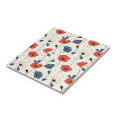 Waterverf Poppies Pattern – Rood, Blauw & Wit Tegeltje (Zijkant)