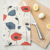 Waterverf Poppies Pattern – Rood, Blauw & Wit Theedoek (Quarter Fold)