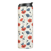 Waterverf Poppies Pattern – Rood, Blauw & Wit Thermosbeker (Gedraaid links)