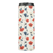 Waterverf Poppies Pattern – Rood, Blauw & Wit Thermosbeker (Achterkant)