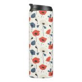 Waterverf Poppies Pattern – Rood, Blauw & Wit Thermosbeker (Geroteerd rechts)
