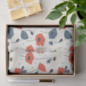 Waterverf Poppies Pattern – Rood, Blauw & Wit Tissuepapier (Geschenk)