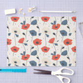 Waterverf Poppies Pattern – Rood, Blauw & Wit Tissuepapier (Craft)