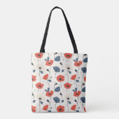 Waterverf Poppies Pattern – Rood, Blauw & Wit Tote Bag (Achterkant)