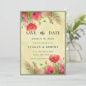 Waterverf Poppies Spring Wedding Save The Date (Staand voorkant)