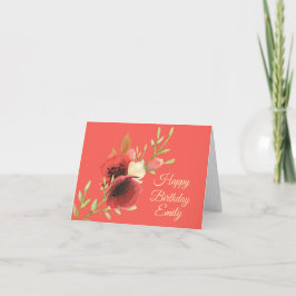 Waterverf Poppies Verjaardag Kaart