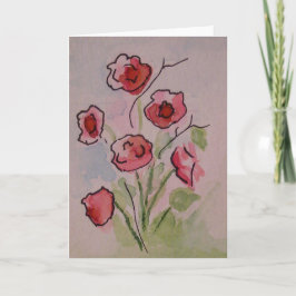 Waterverf Poppies Wenskaart, leeg van binnen Kaart