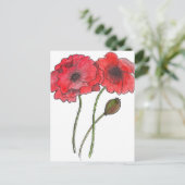 Waterverf Poppy Briefkaart (Staand voorkant)