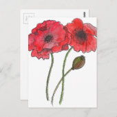 Waterverf Poppy Briefkaart (Voorkant / Achterkant)