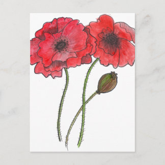 Waterverf Poppy Briefkaart