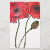 Waterverf Poppy Briefpapier (Voorkant)