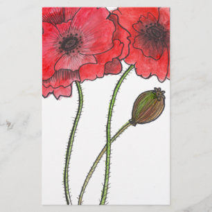 Waterverf Poppy Briefpapier
