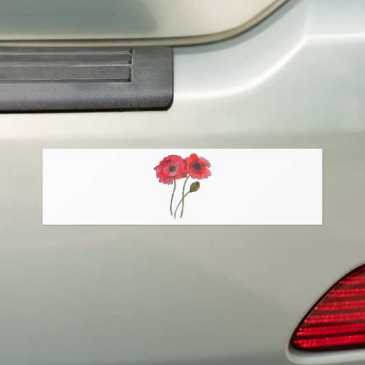 Waterverf Poppy Bumpersticker (Op auto)