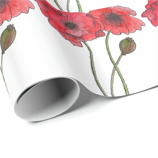Waterverf Poppy Cadeaupapier (Rol Hoek)