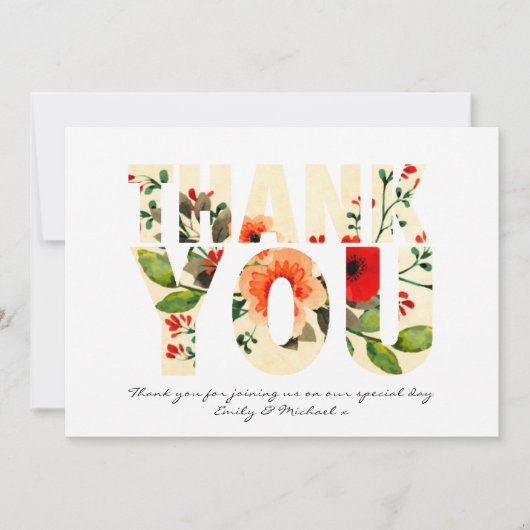 Waterverf POPPY DANK U Rood Sinaasappel Bedankkaart (Voorkant)