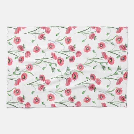Waterverf Poppy Field Keuken Handdoek (Horizontaal)