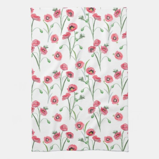 Waterverf Poppy Field Keuken Handdoek (Verticaal)