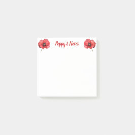 Waterverf Poppy Floral Name Post-it® Notes