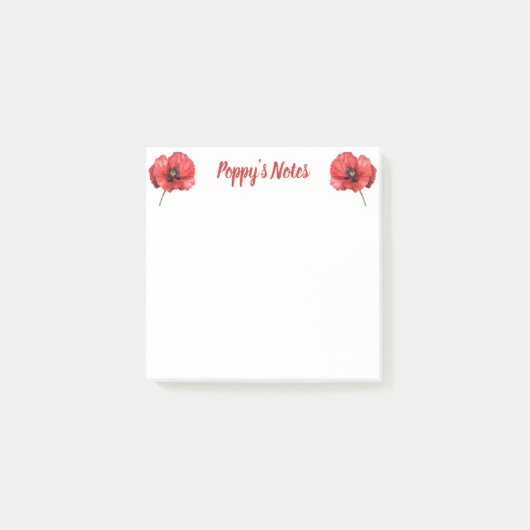 Waterverf Poppy Floral Name Post-it® Notes (Voorkant)