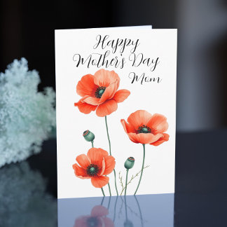 Waterverf Poppy Flower Art Moederdag Kaart