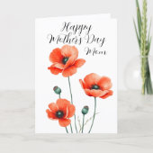 Waterverf Poppy Flower Art Moederdag Kaart (Voorkant)