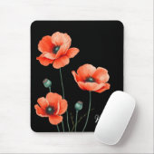 Waterverf Poppy Flower Art Naam Bloemen Muismat (Met muis)