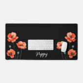 Waterverf Poppy Flower Art Naam Floral Desk Mat (Keyboard & Muis)