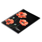 Waterverf Poppy Flower Art Naam Floral Notitieboek (Linkerzijde)