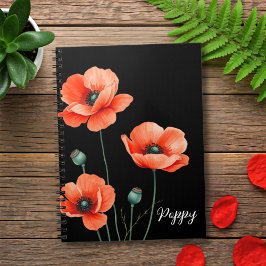 Waterverf Poppy Flower Art Naam Floral Notitieboek