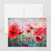 Waterverf Poppy Flower Briefkaart (Voorkant / Achterkant)
