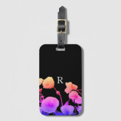 Waterverf Poppy Flower Neon Pink Monogram Initiaal Bagagelabel (Voorkant (verticaal))
