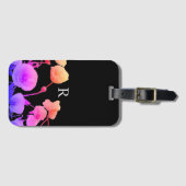 Waterverf Poppy Flower Neon Pink Monogram Initiaal Bagagelabel (Voorkant (horizontaal))