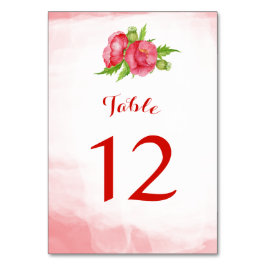 Waterverf Poppy Flower Table Number Kaarten