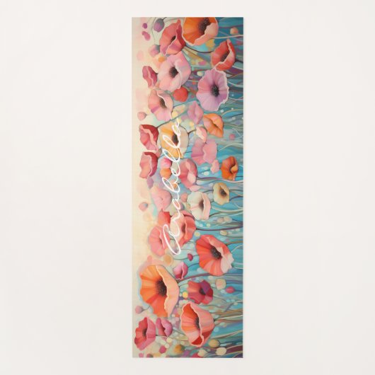 Waterverf Poppy Flowers Field Meditatie Yogamat (Voorkant)