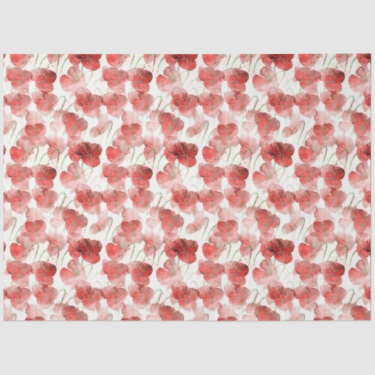 Waterverf Poppy Flowers Patroondepagina Tissuepapier (Voorkant)