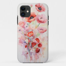 Waterverf Poppy Flowers - Rozen Roze Hoesje