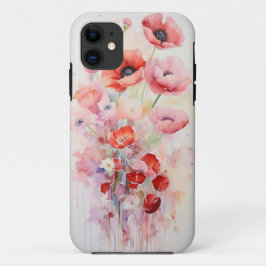 Waterverf Poppy Flowers - Rozen Roze Hoesje