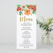 Waterverf Poppy Flowers Weddenrenmenu Menu (Staand voorkant)